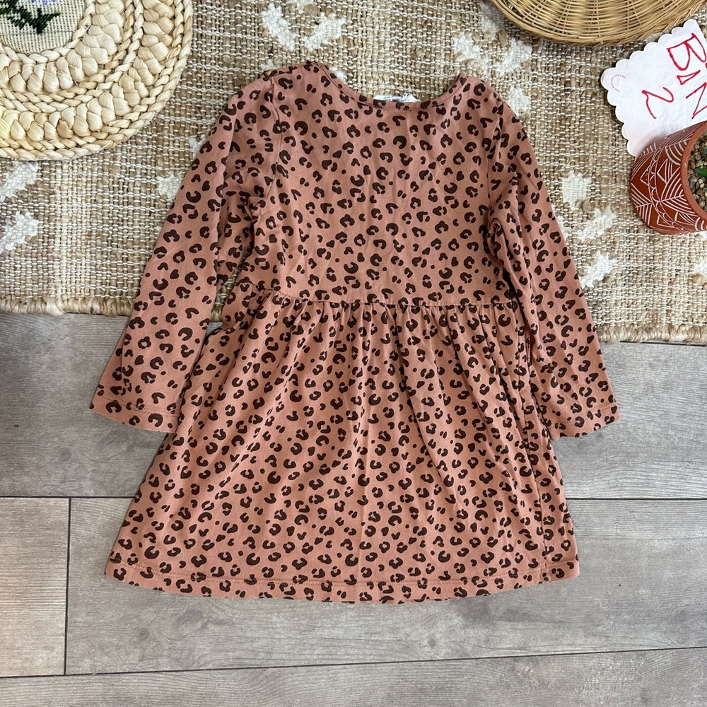 H&M Toddler Girl Leopard Print Long Sleeve Dress Cotton Dress Like New - Picture 6 of 12